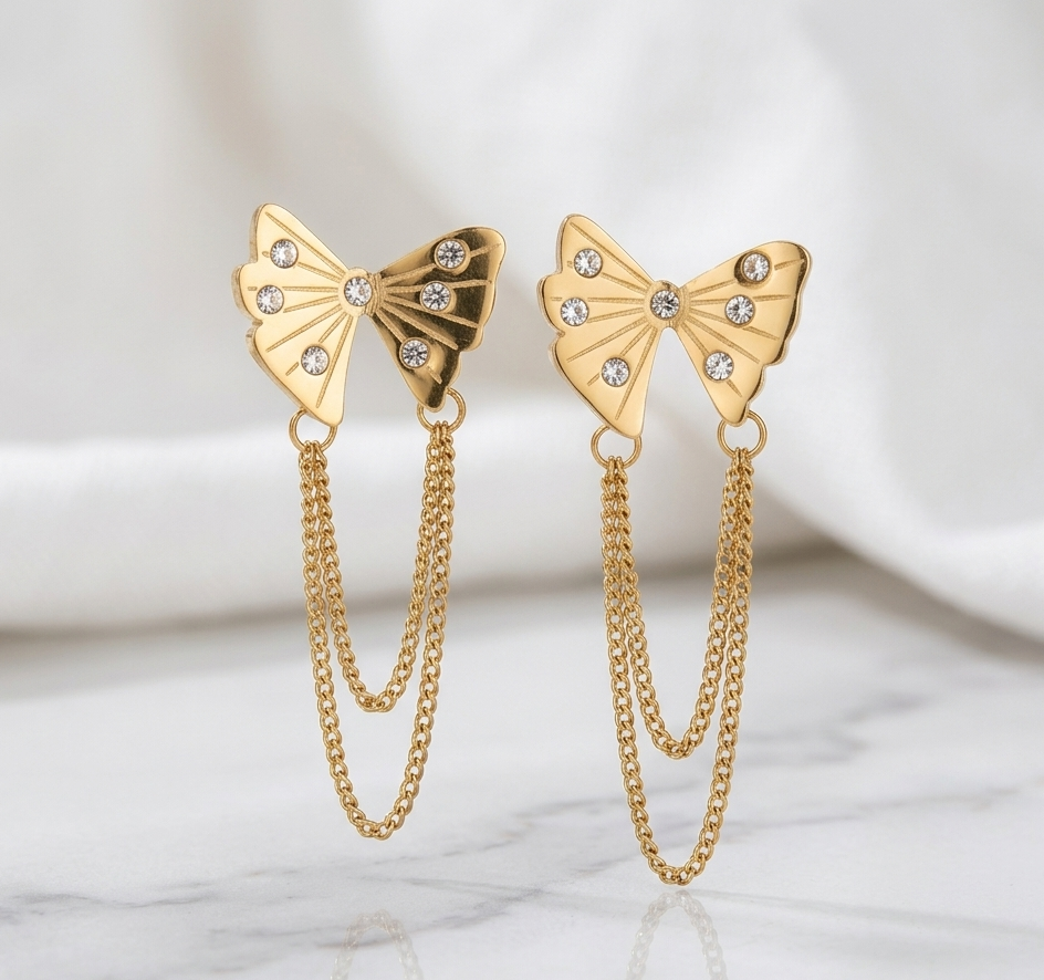 Butterfly Double Chain Earings