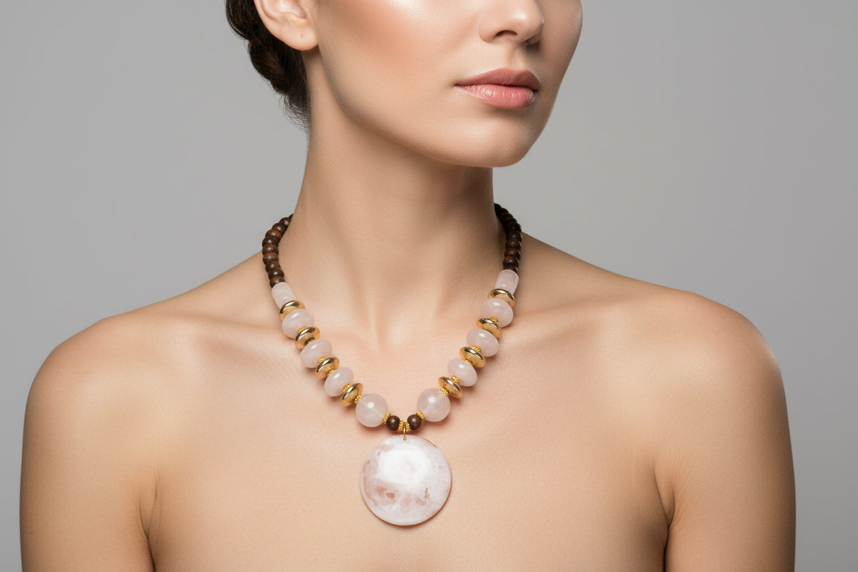 Beaded pendant set with earings