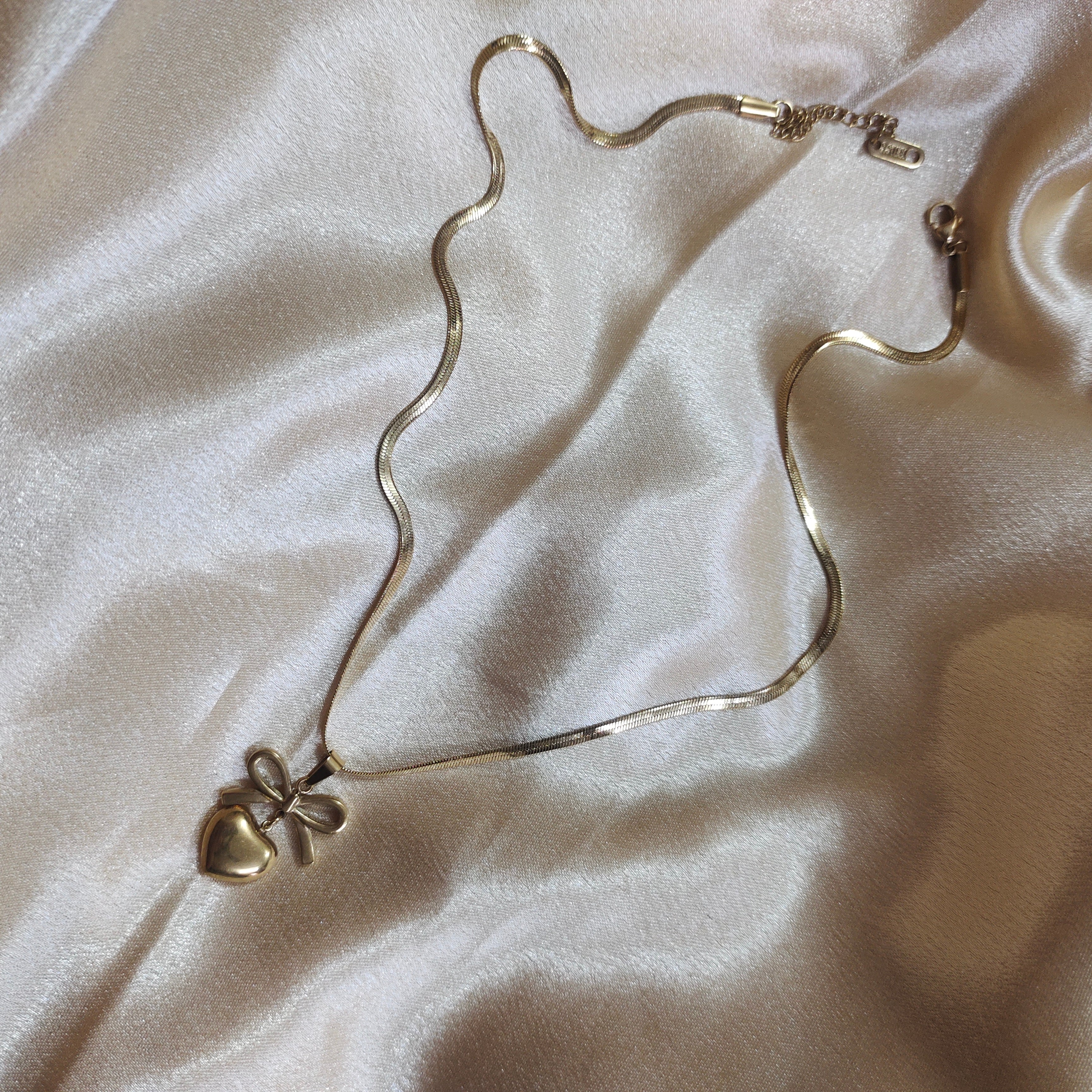 Golden Heart Bow Pendant