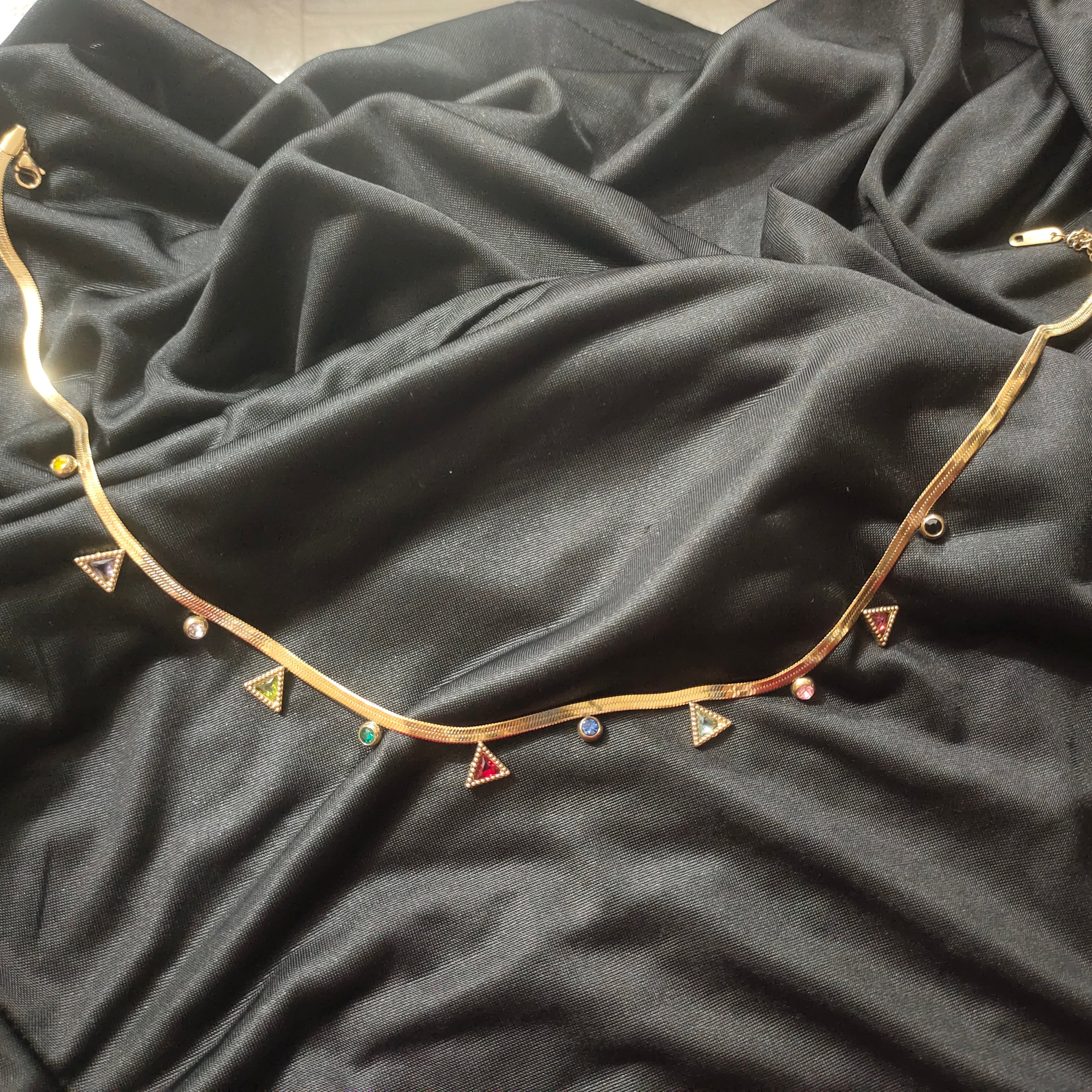 Golden Snake Chain Triangle Necklace