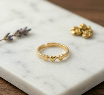 Tripple Heart Adjustable Ring