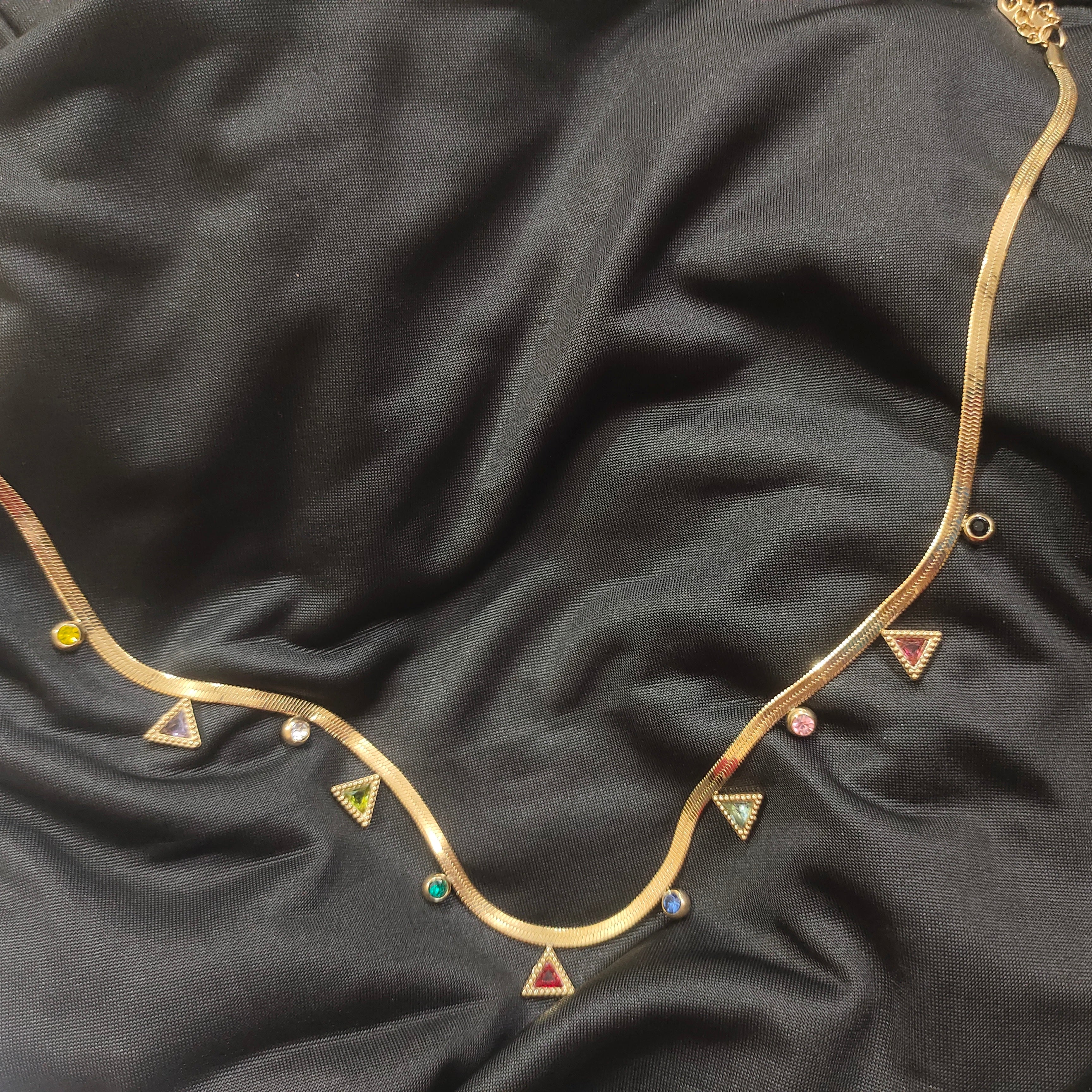 Golden Snake Chain Triangle Necklace