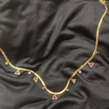 Golden Snake Chain Triangle Necklace