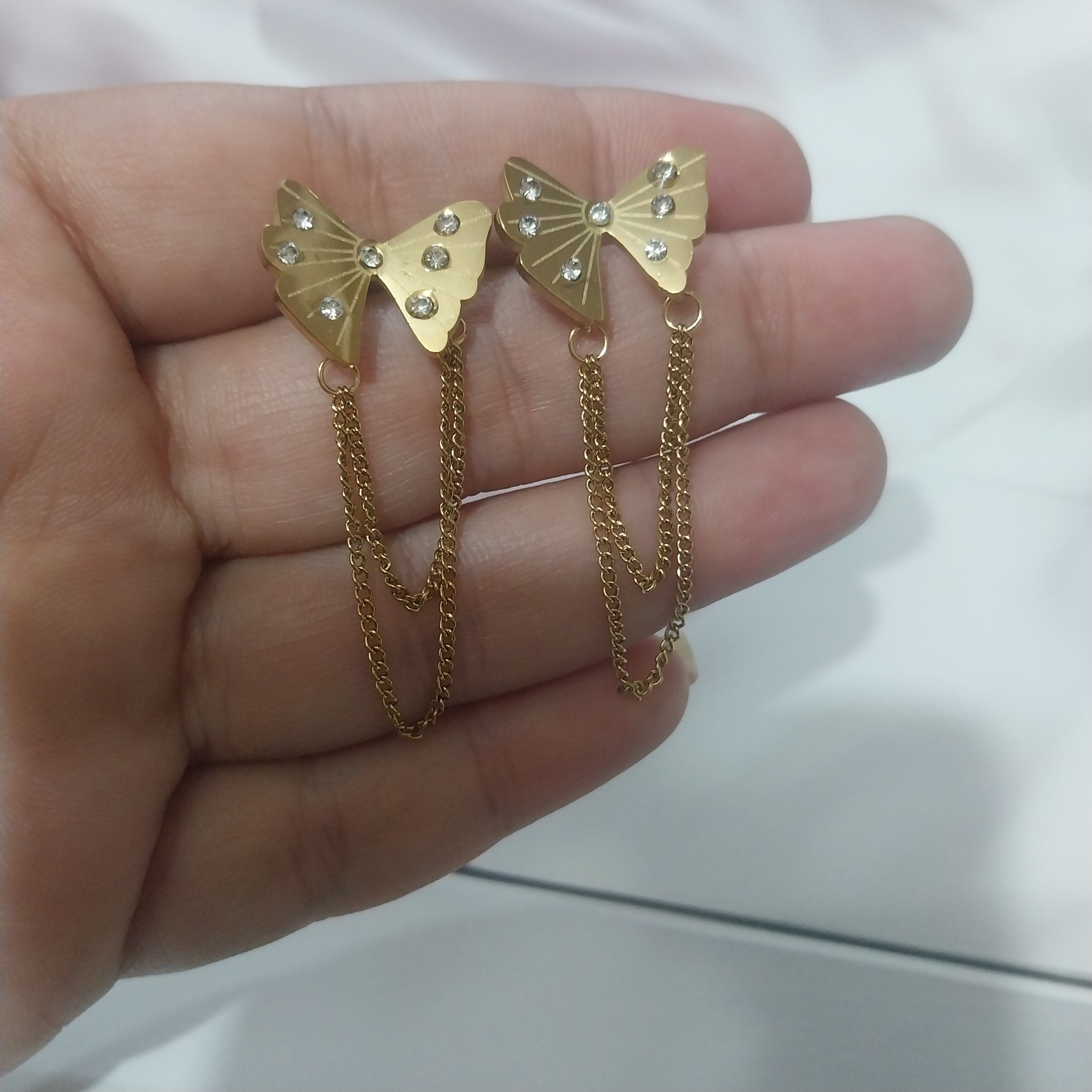 Butterfly Double Chain Earings
