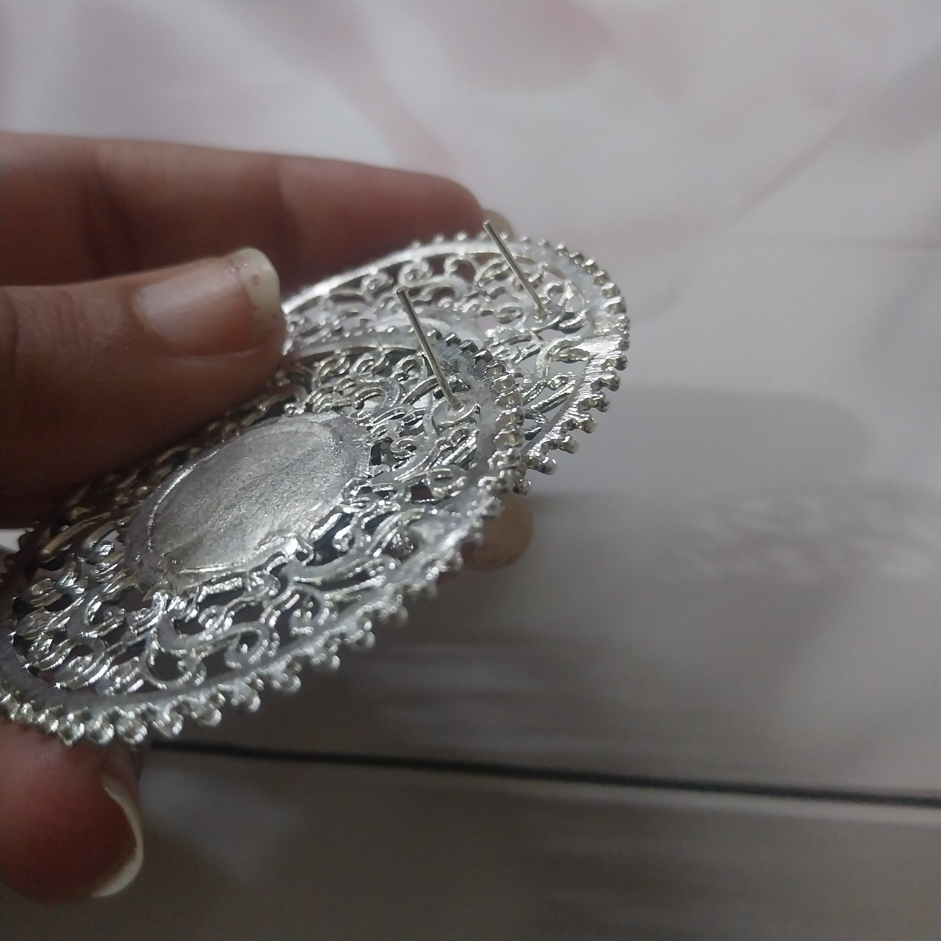 Round Mirror Silver Tops Earings