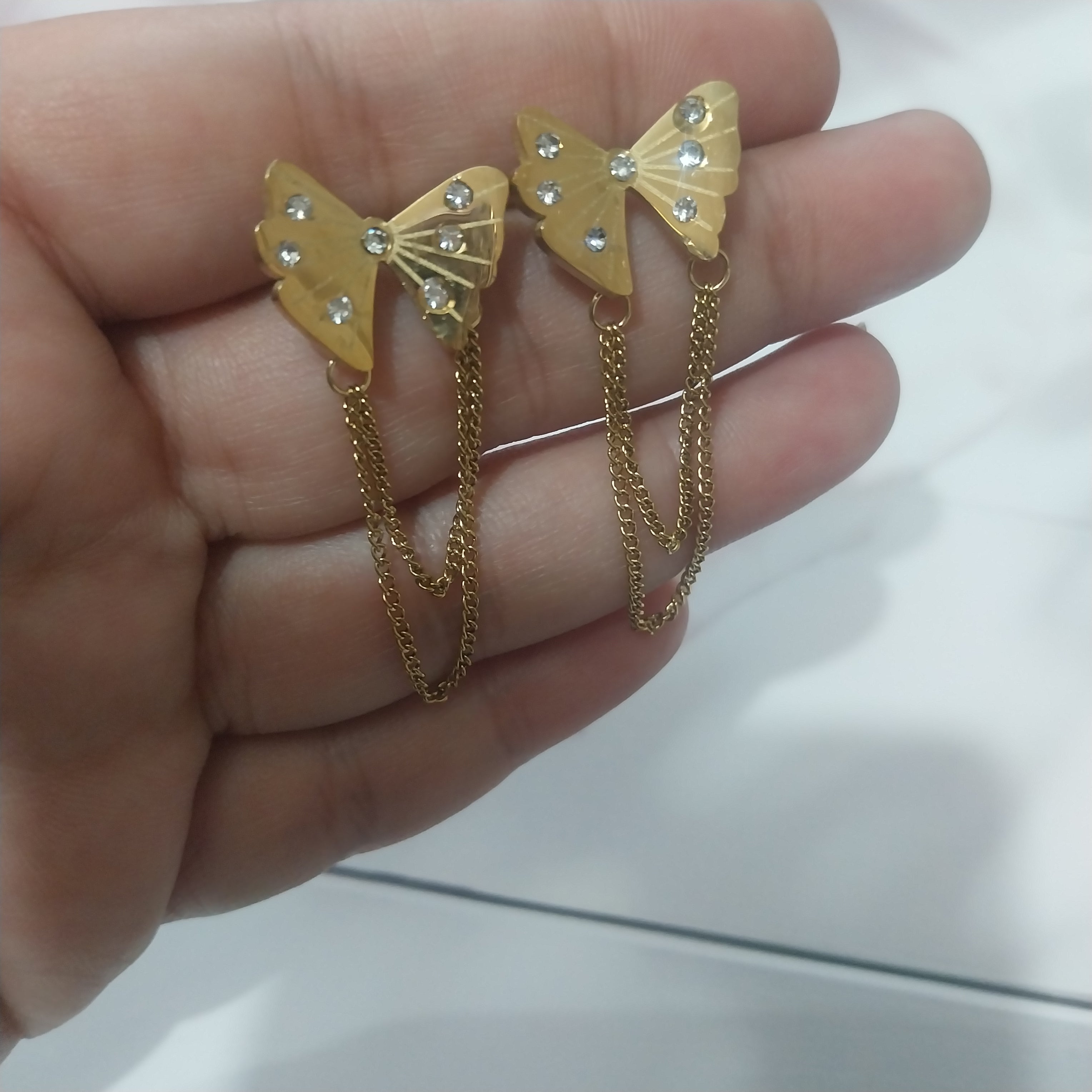 Butterfly Double Chain Earings