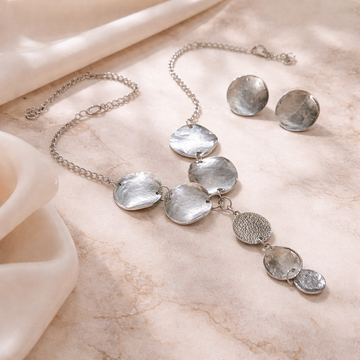 Silver Coin Necklace With Earings